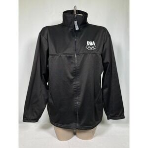 USA Olympic Team Jacket Black Windbreaker Full Zip Women's LARGE